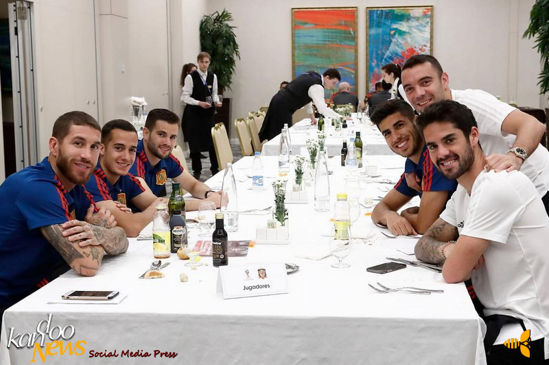 شام آخر بازیکنان اسپانیا قبل از بازی با ایران