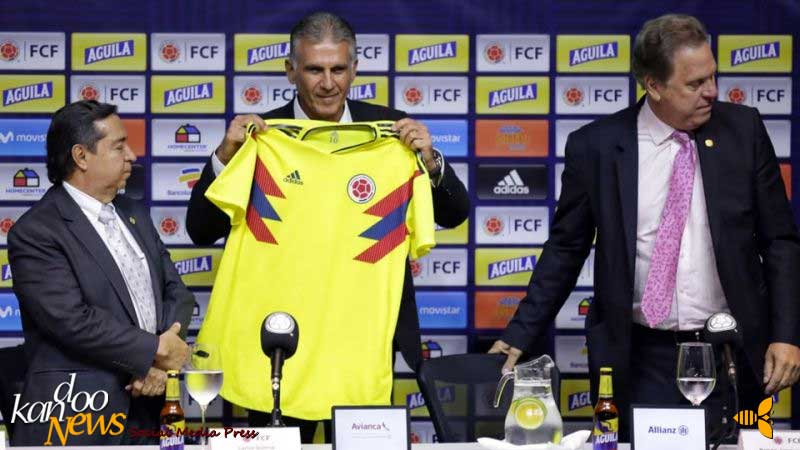 کارلوس کی روش در مراسم معارف سرمربی جدید تیم فوتبال کلمبیا